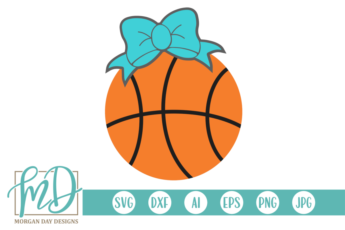 Basketball with Bow SVG, DXF, AI, EPS, PNG, JPEG example image 1