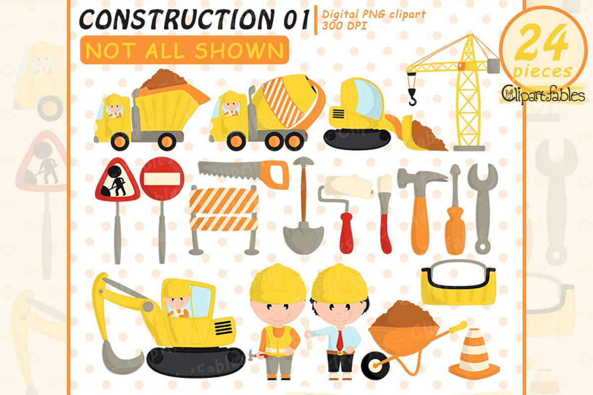 Under Construction clipart, Cute truck art- INSTANT download example image 1