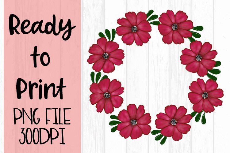 Peony Flower Wreath Ready to Print example image 1