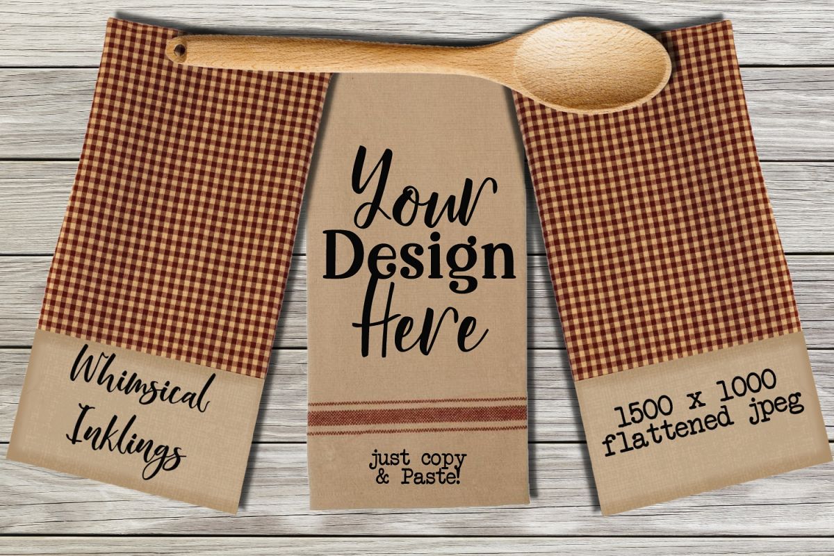 Country Gingham Dish Towel Mock Up example image 1