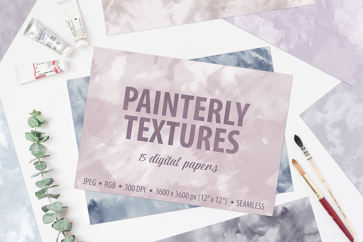 Pastel Painterly Textures - 15 Brushstroke Backgrounds example image 1