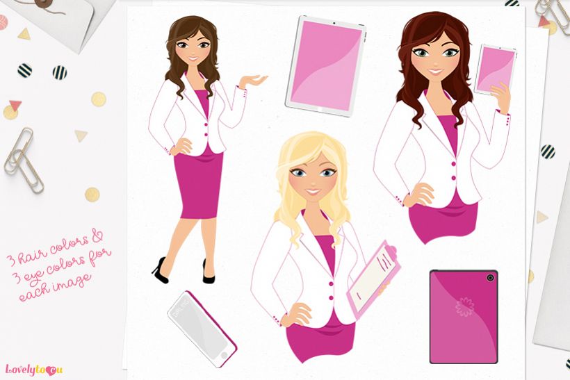 Woman business character clip art L111 Brook example image 1