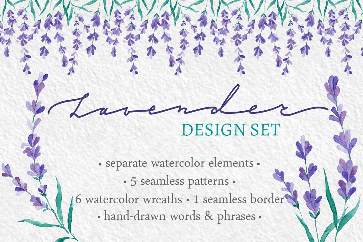 Watecolor Lavender Clip Art Set example image 1