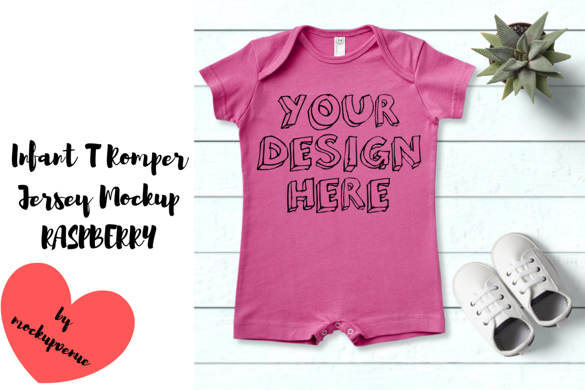 Infant T Romper Jersey Mockup - RASPBERRY example image 1