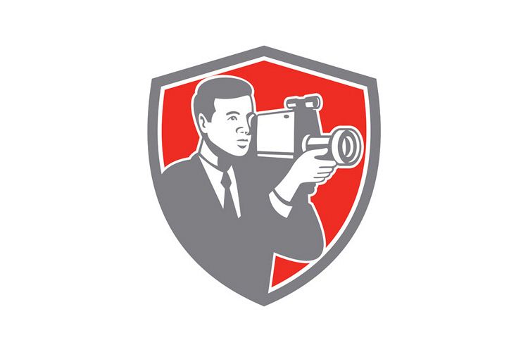 Video Cameraman Shooting Vintage Shield Retro example image 1