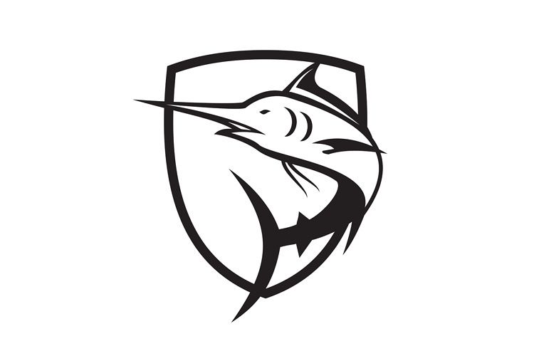 Blue Marlin Jumping Crest Black and White example image 1