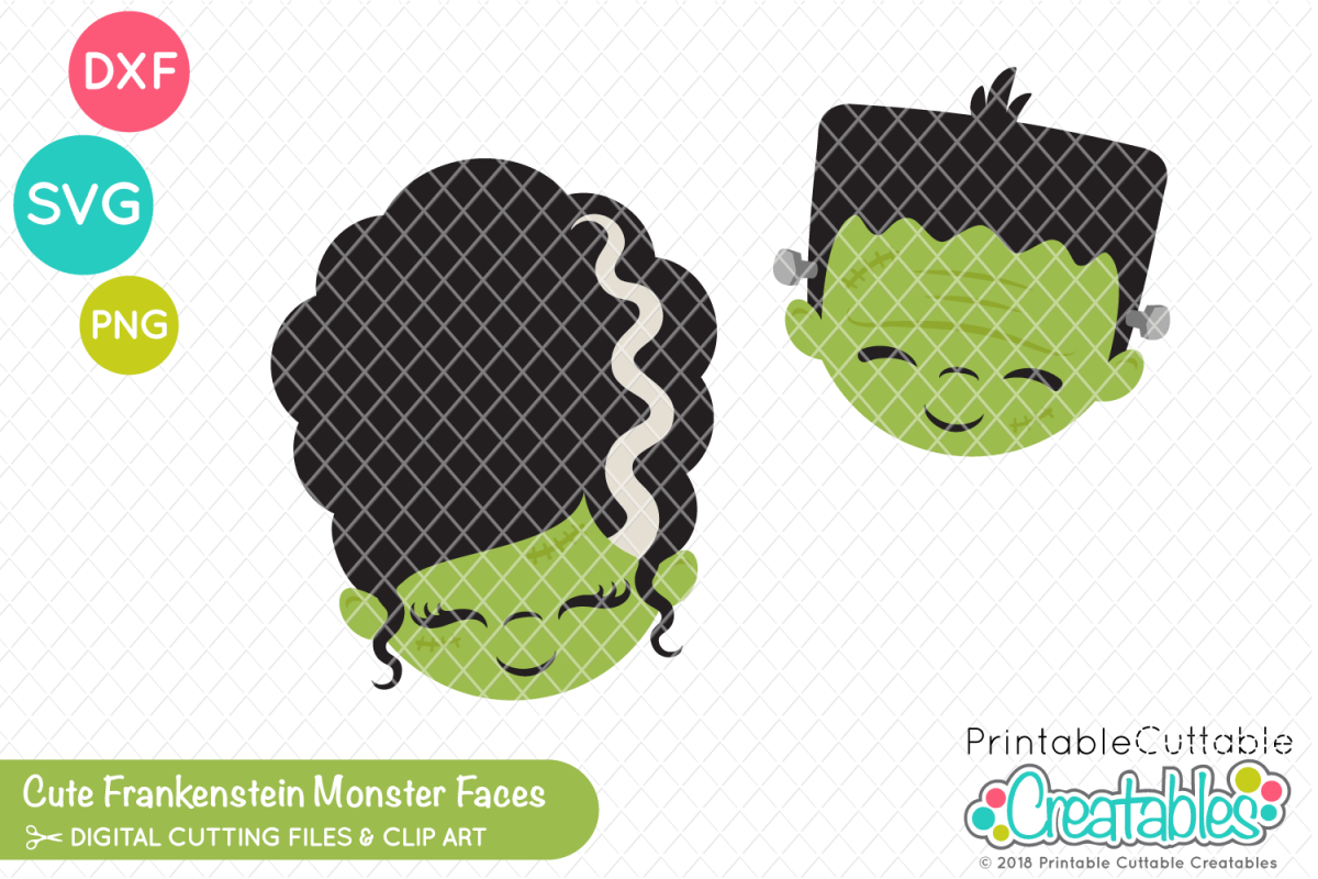 Download Cute Frankenstein Monster Faces SVG (138963 ...