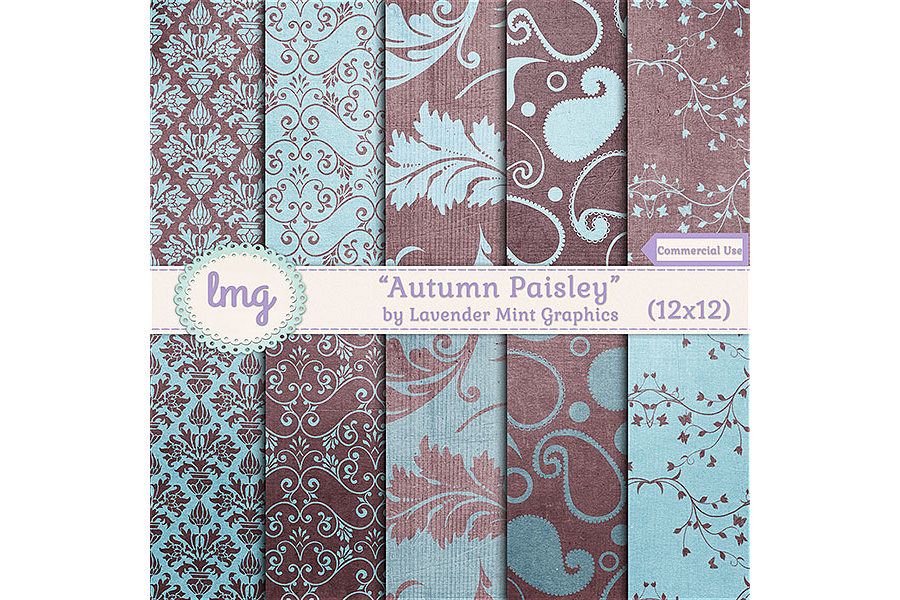 Autumn Paisley Digital Paper example image 1