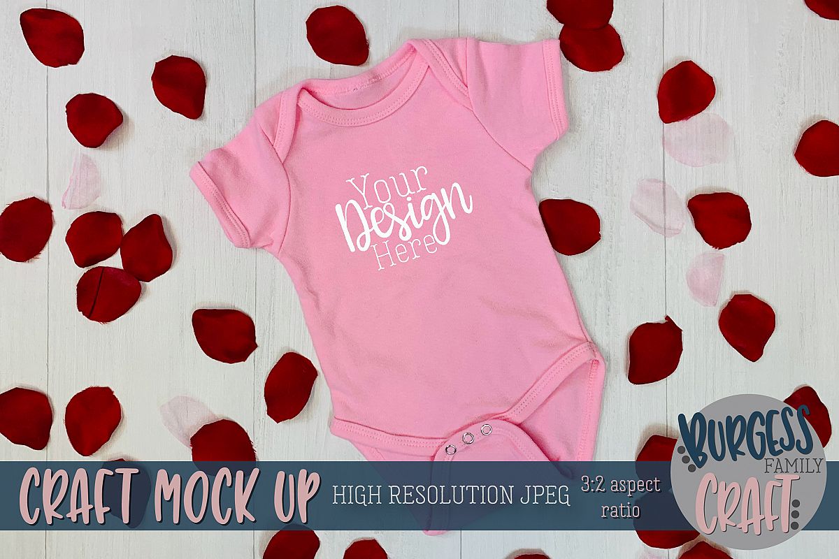 Valentine light pink baby bodysuit Craft mock up example image 1