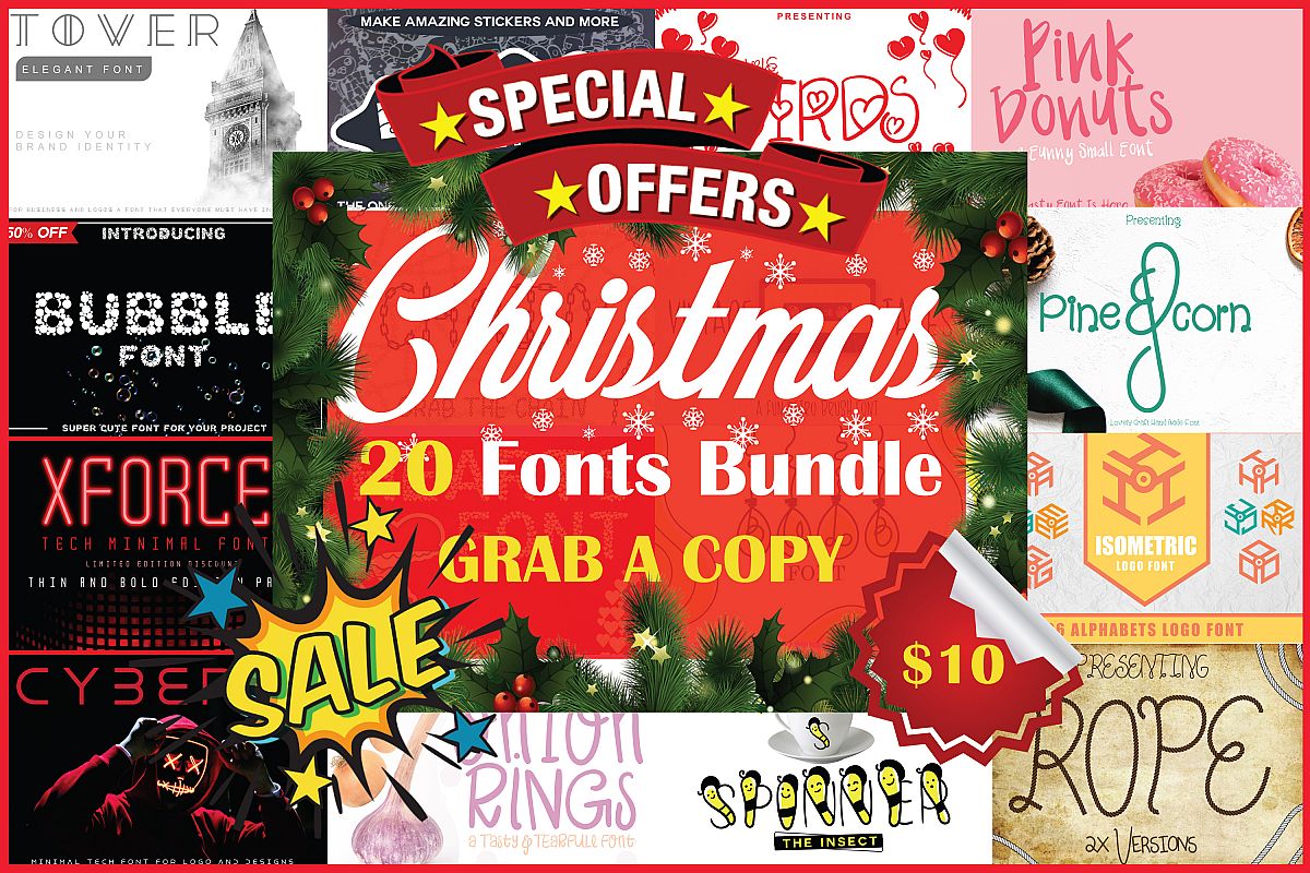 Christmas Fonts Bundle Vol. 2 Pack, 20 Fonts example image 1