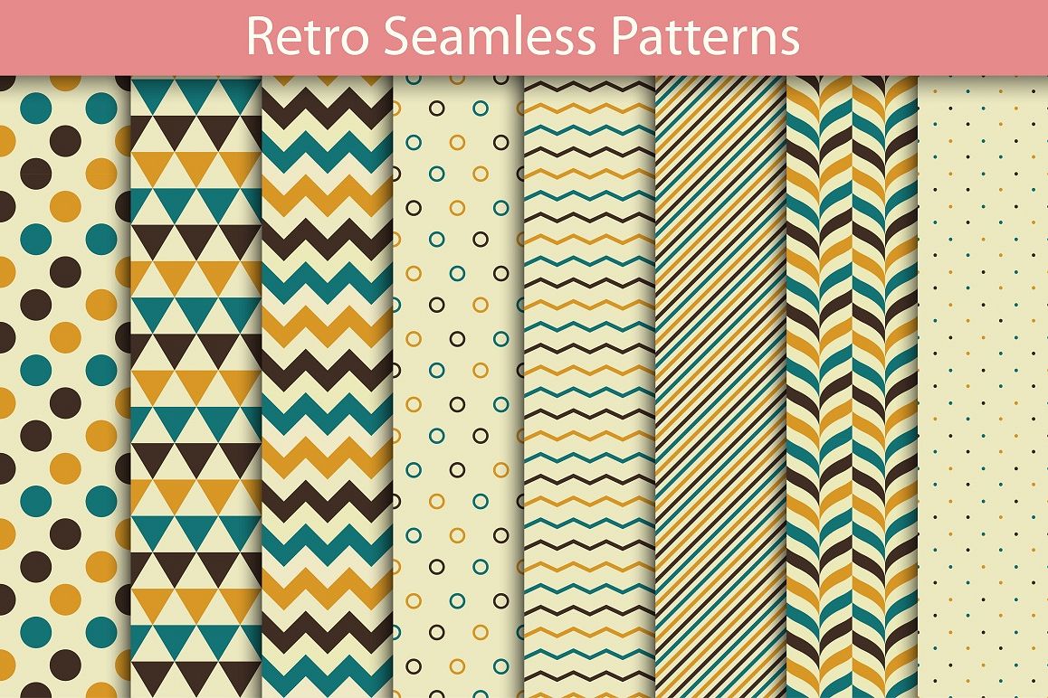 Set of Retro Seamless Patterns example image 1