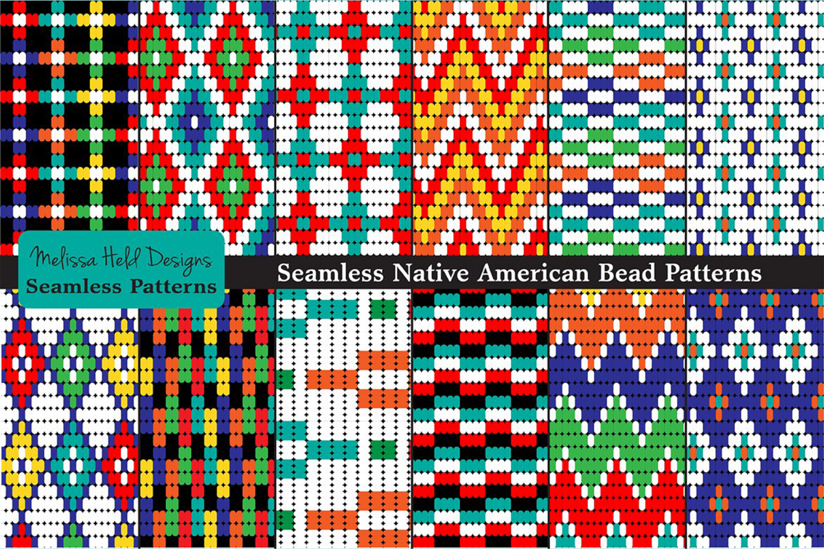 Seamless Tribal Bead Patterns example image 1