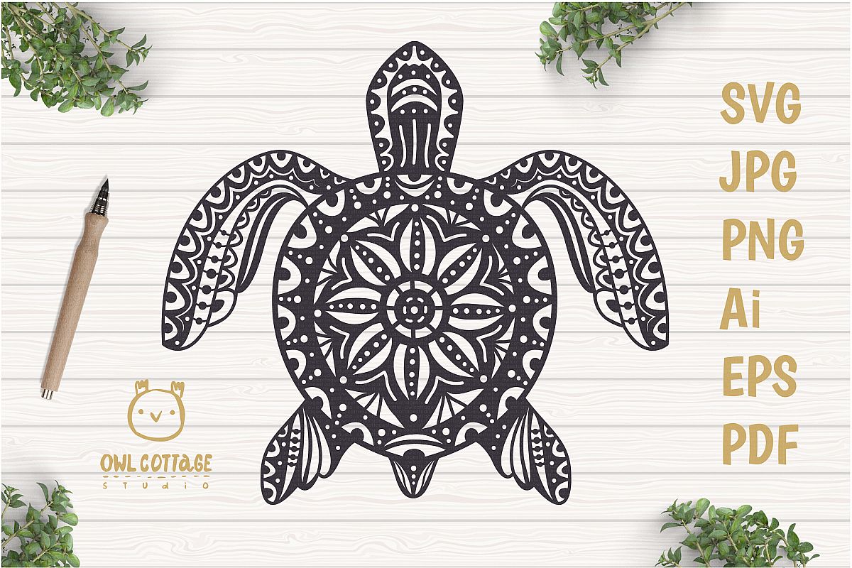Download Turtle Mandala Svg Cut File, Turtle Svg, SeaTattoo Design (384846) | Illustrations | Design Bundles