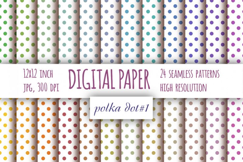Pastel Polka dot digital paper. Dotted digital background example image 1