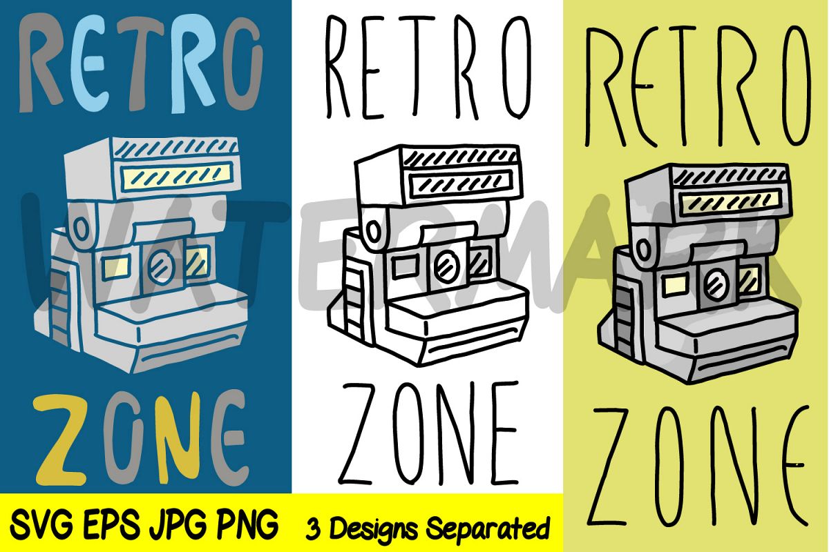 Retro Zone with Polaroid Camera - JPG PNG SVG EPS example image 1