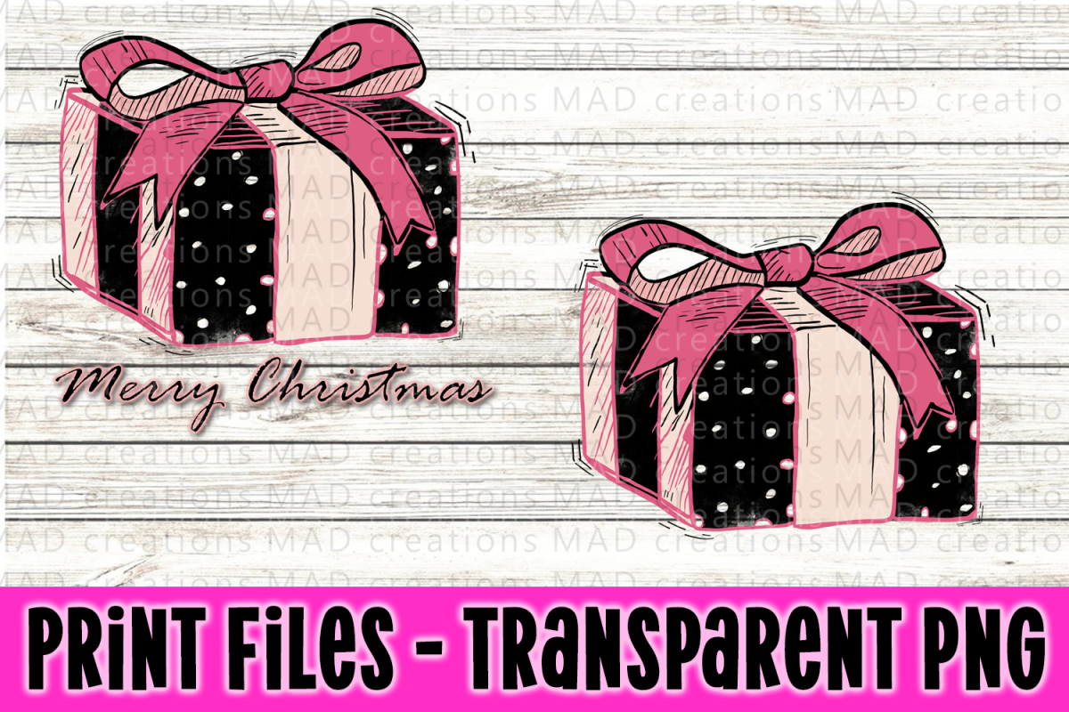 Christmas Present - Blush Pink and Black - Print File example image 1
