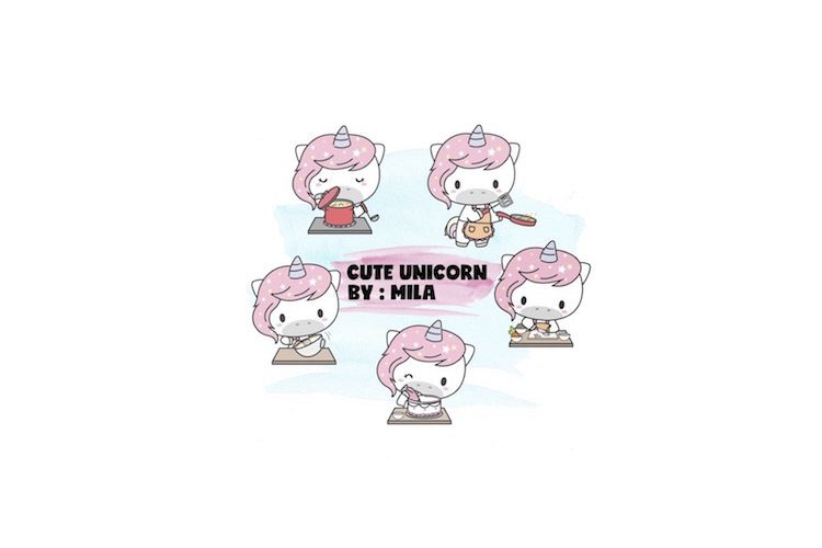 KAWAII UNICORN CLIPART BUNDLE PNG example image 1