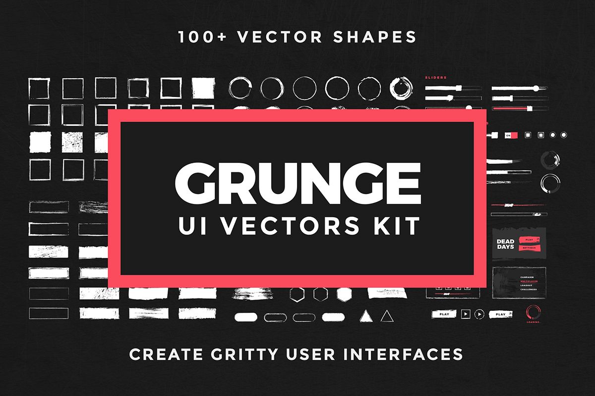 Grunge UI Vectors Kit example image 1