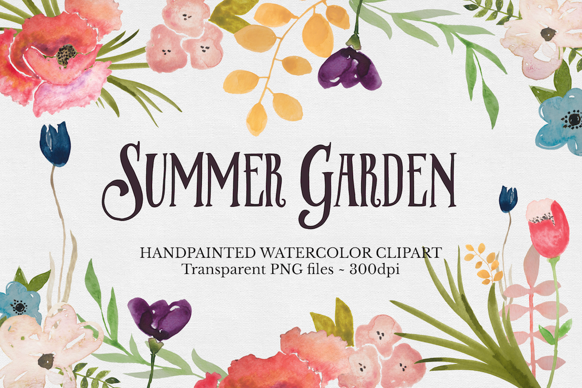 Watercolor Flower Clipart Set example image 1