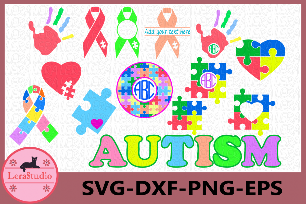 Autism SVG, Autism Awareness Monogram Svg, Autism Heart SVG example image 1