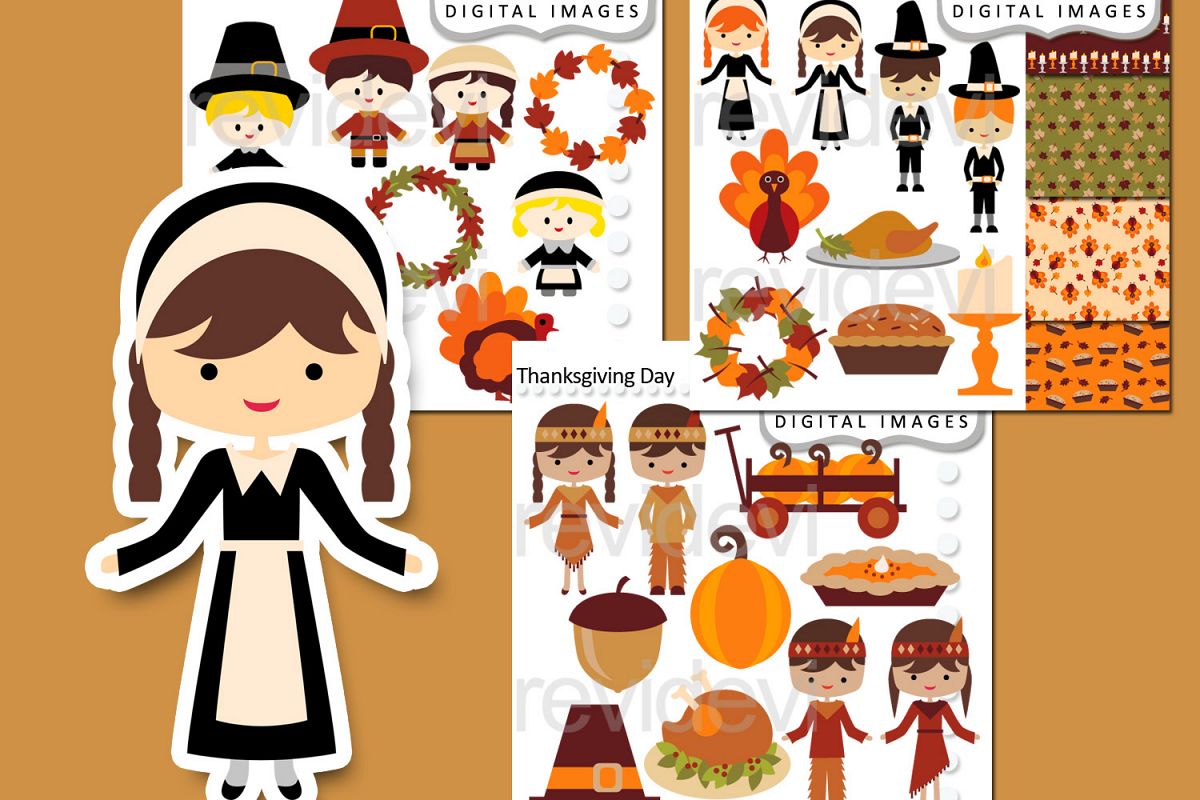 Thanksgiving Day Bundle Clipart Graphics example image 1