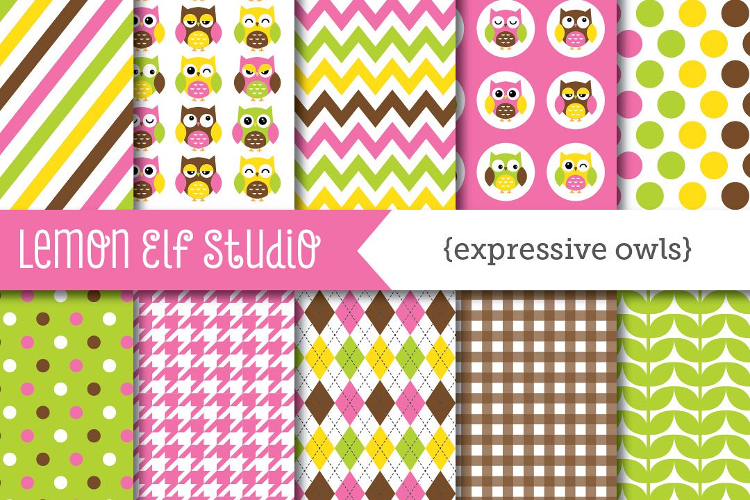 Expressive Owls-Digital Paper (LES.DP02B) example image 1