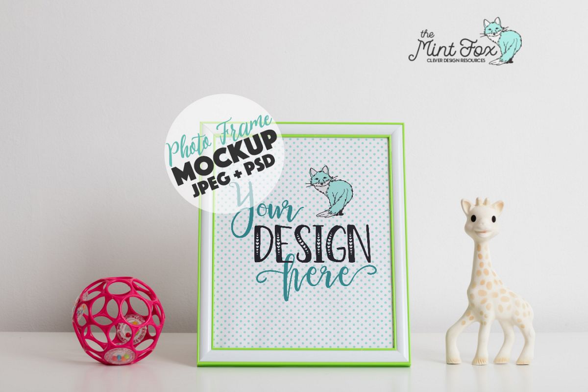 Children Photo Frame Mockup with Giraffe example image 1