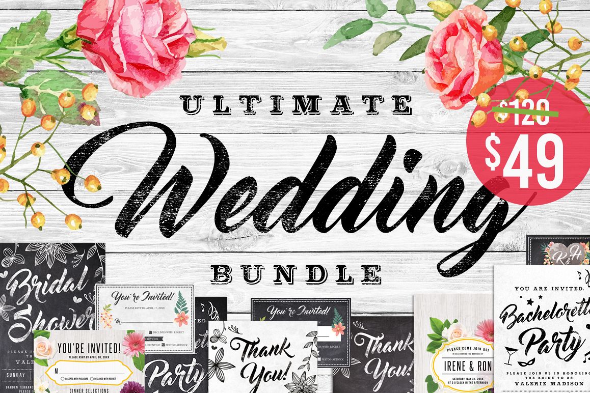 Massive Wedding Invite Bundle Flyer Save Date Bridal Shower example image 1