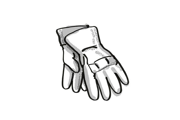gardening gloves Garden Tool Cartoon Retro Drawing example image 1