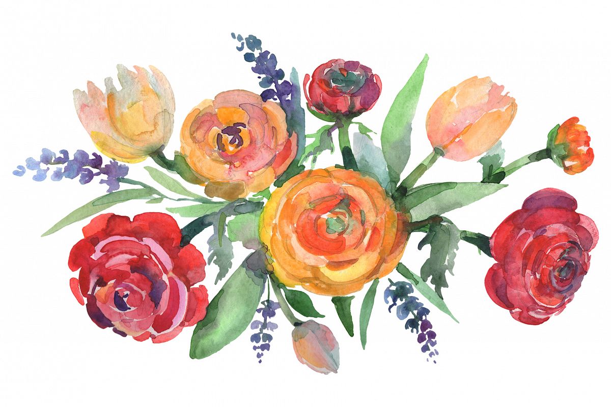 Bouquet floral waltz Watercolor png example image 1
