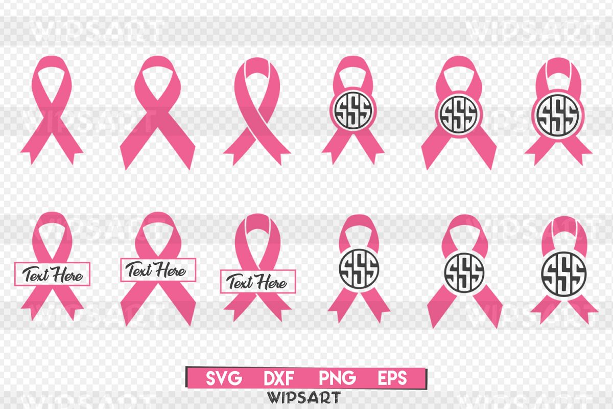 Download SALE! Ribbon breast cancer monogram svg file