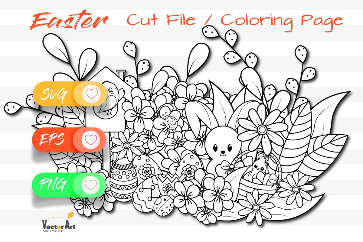 Easter Fun - Cut File and Coloring Page example image 1