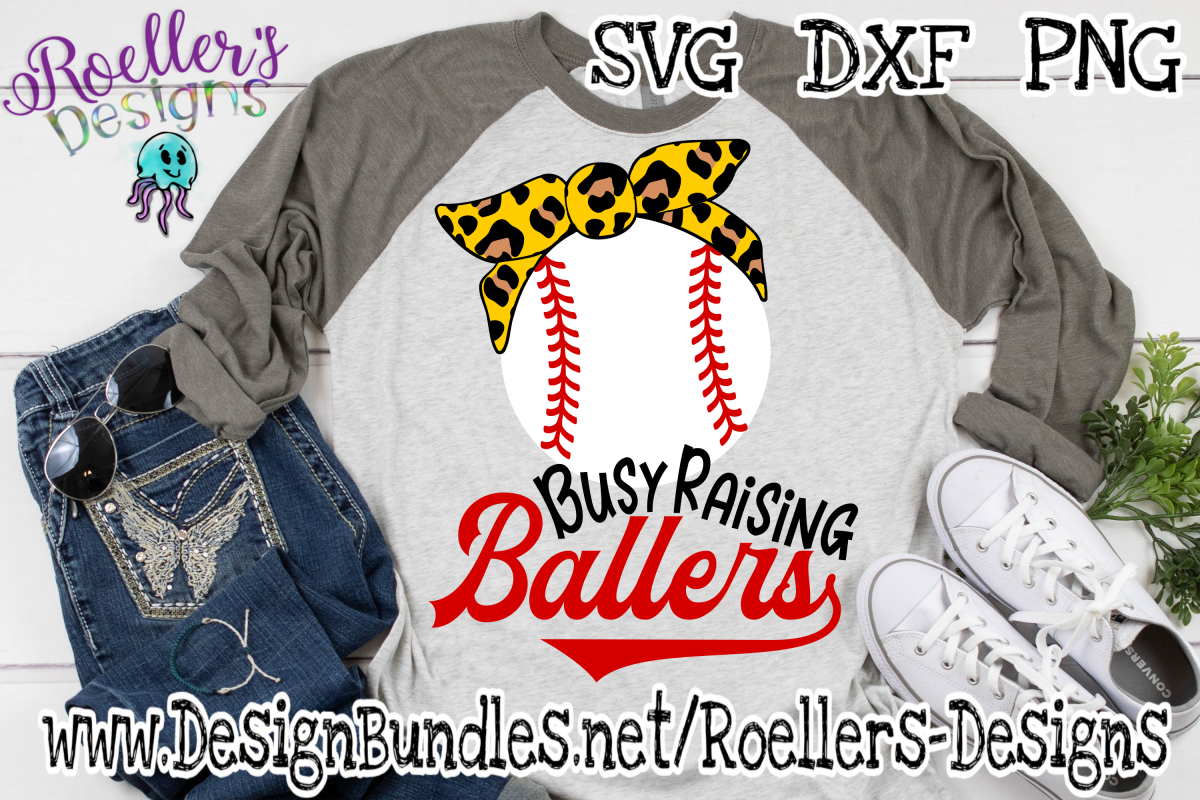 Busy Raising Ballers with Cheetah Print bandana SVG example image 1