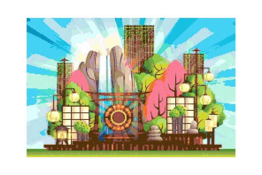 Zen Garden Cross Stitch Pattern example image 1