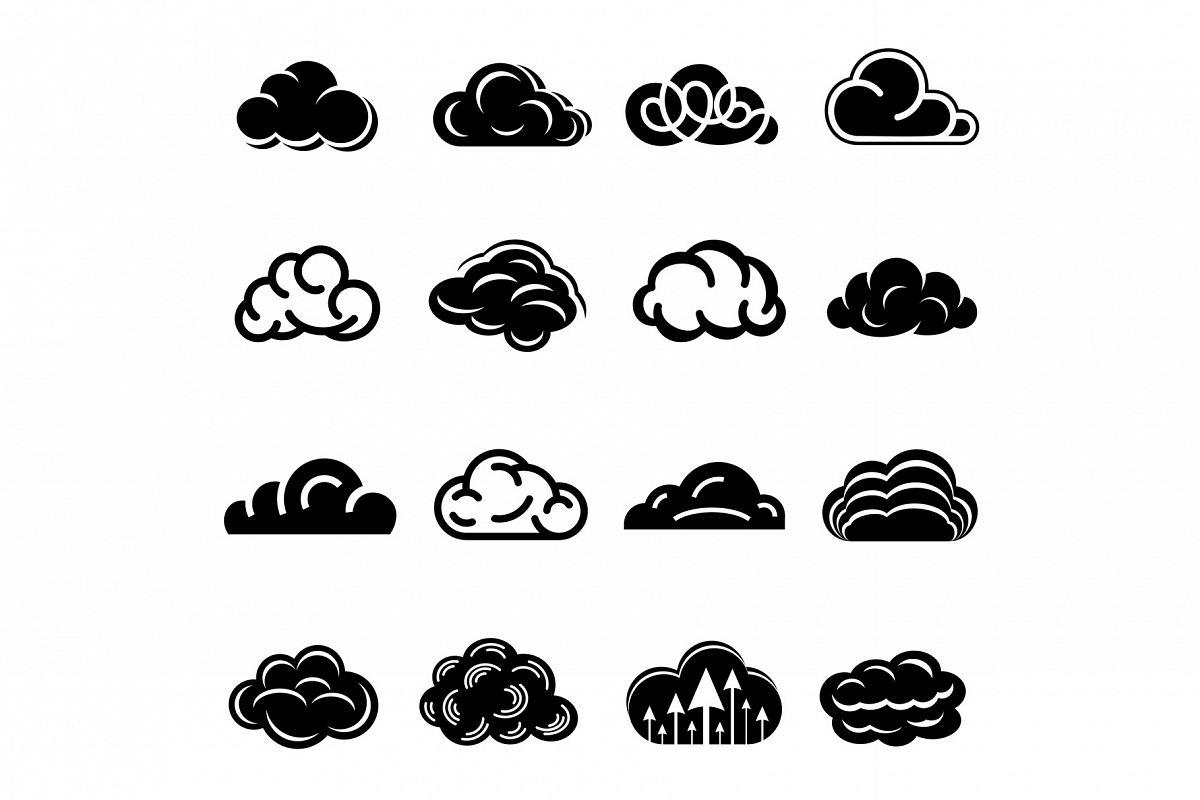 Cloud icons set, simple style example image 1