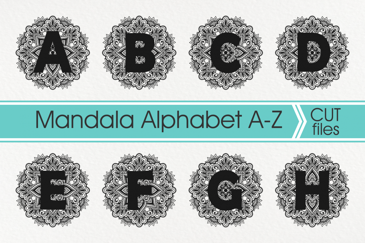Mandala Alphabet Svg, Mandala Letter Svg, Zentangle Alphabet example image 1
