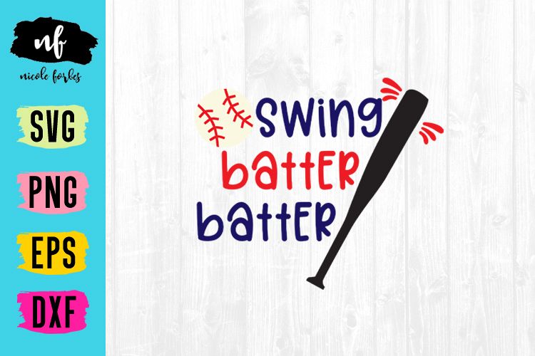 Swing Batter Batter Baseball SVG Cut File example image 1