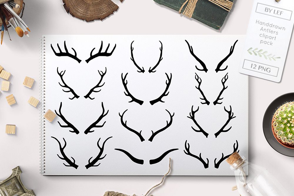 black antlers clipart PNG example image 1