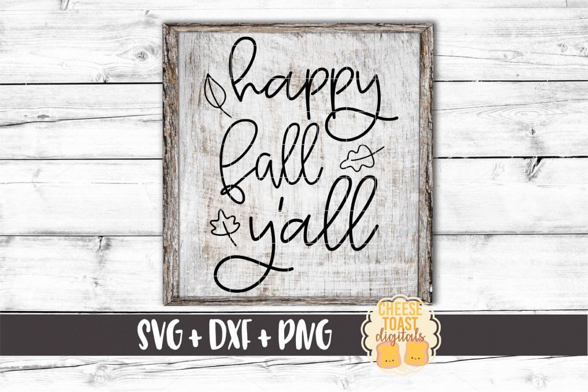 Happy Fall Y'all - Fall Sign SVG PNG DXF Cut Files example image 1