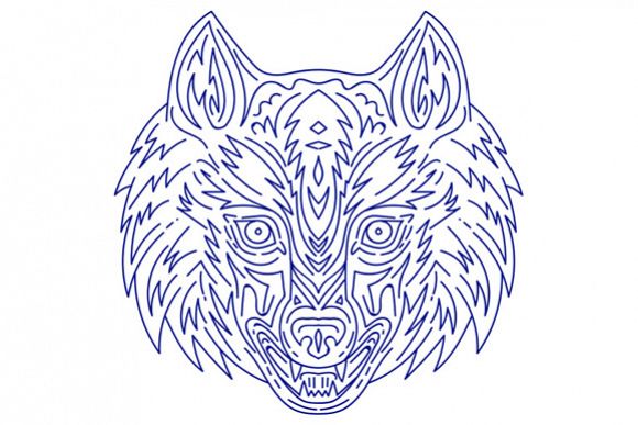 Grey Wolf Head Mono Line example image 1