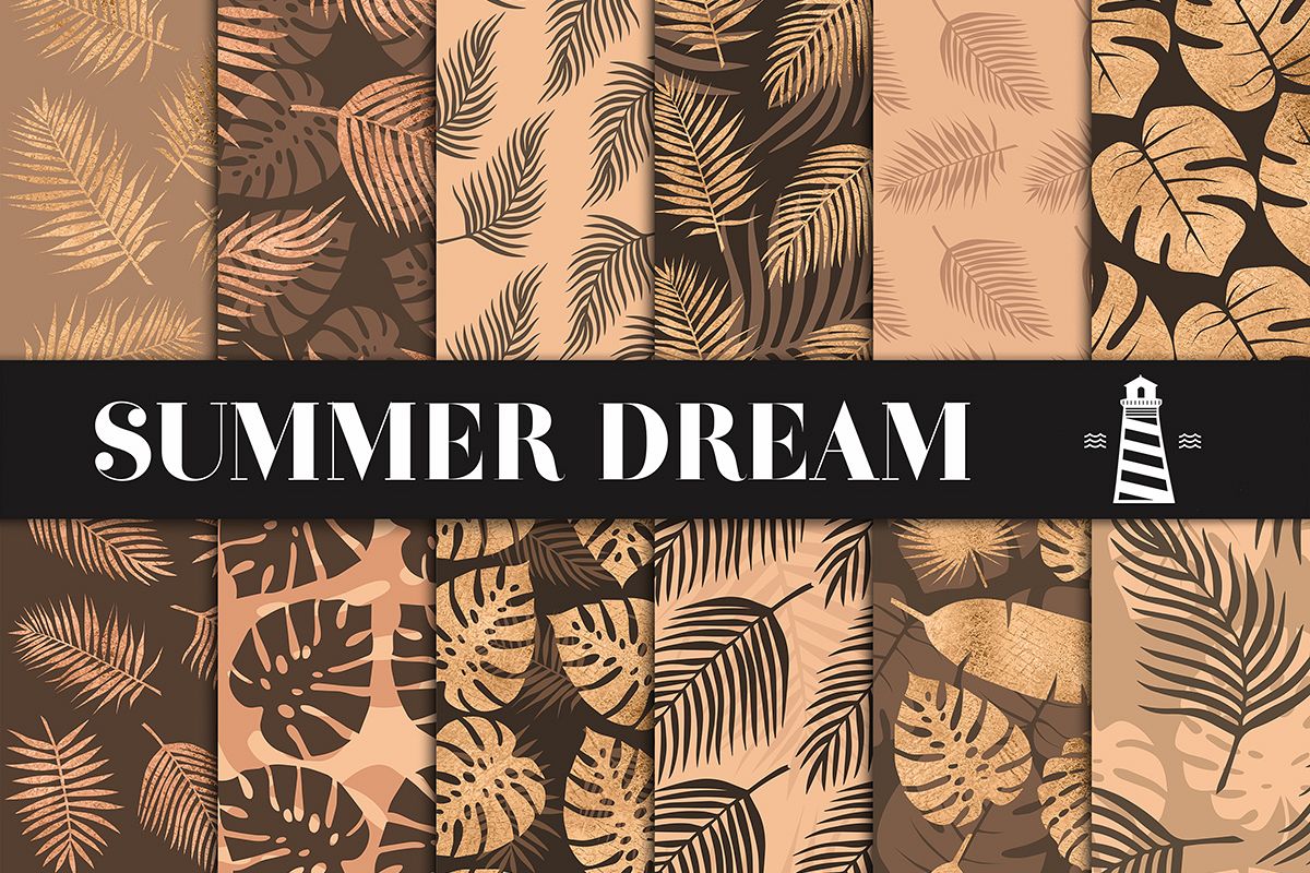 Copper Palm Leaves Paper example image 1