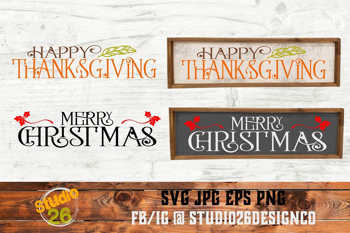 Thanksgiving & Christmas SVG Bundle- 2 Files - SVG PNG EPS example image 1