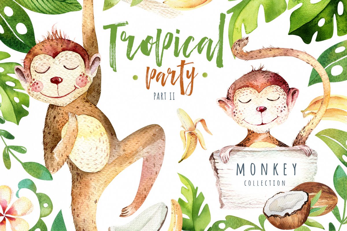 Tropical party II. Monkey collection example image 1