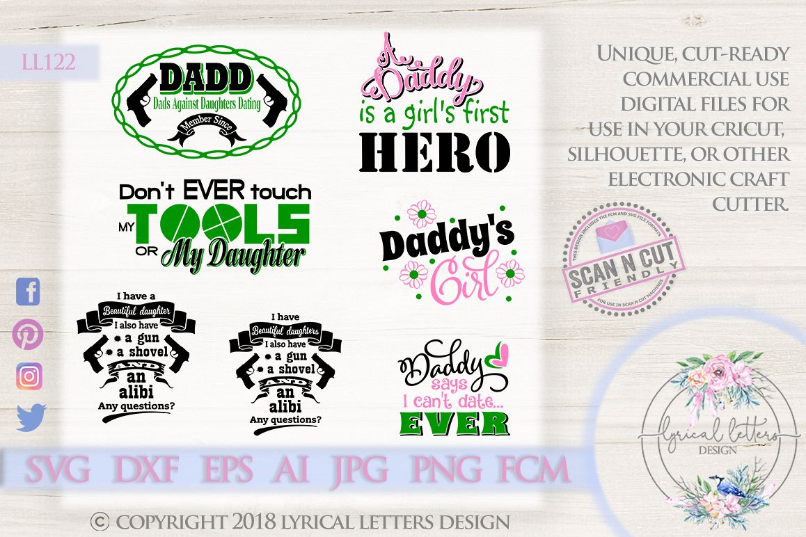 Dads and Daughters Bundle of 7 SVG DXF Cut Files LL122 example image 1
