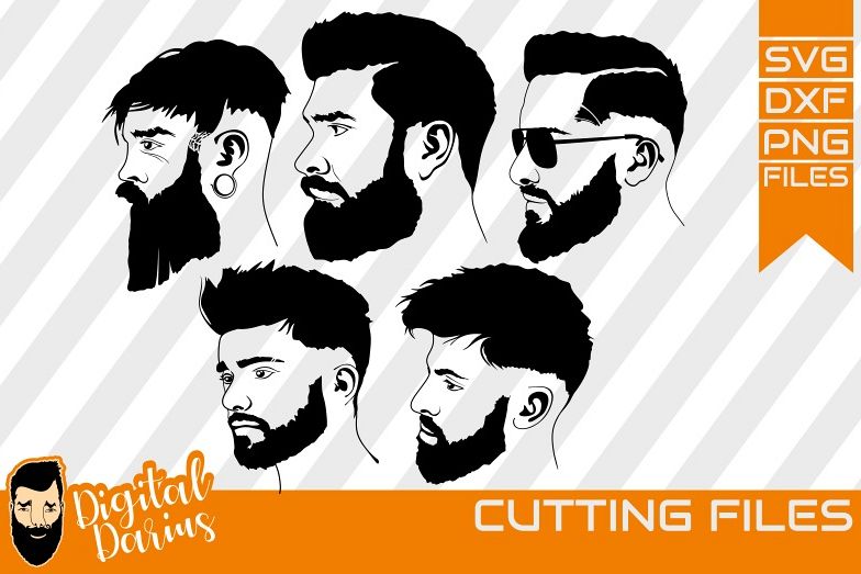 5x Beard Man face SVG, Man svg, hipster beard svg, Circuit example image 1