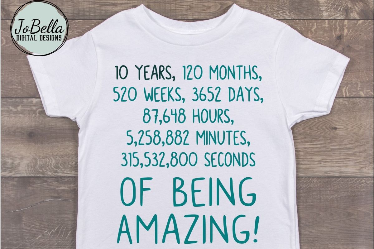 Tenth Birthday SVG and Sublimation PNG example image 1