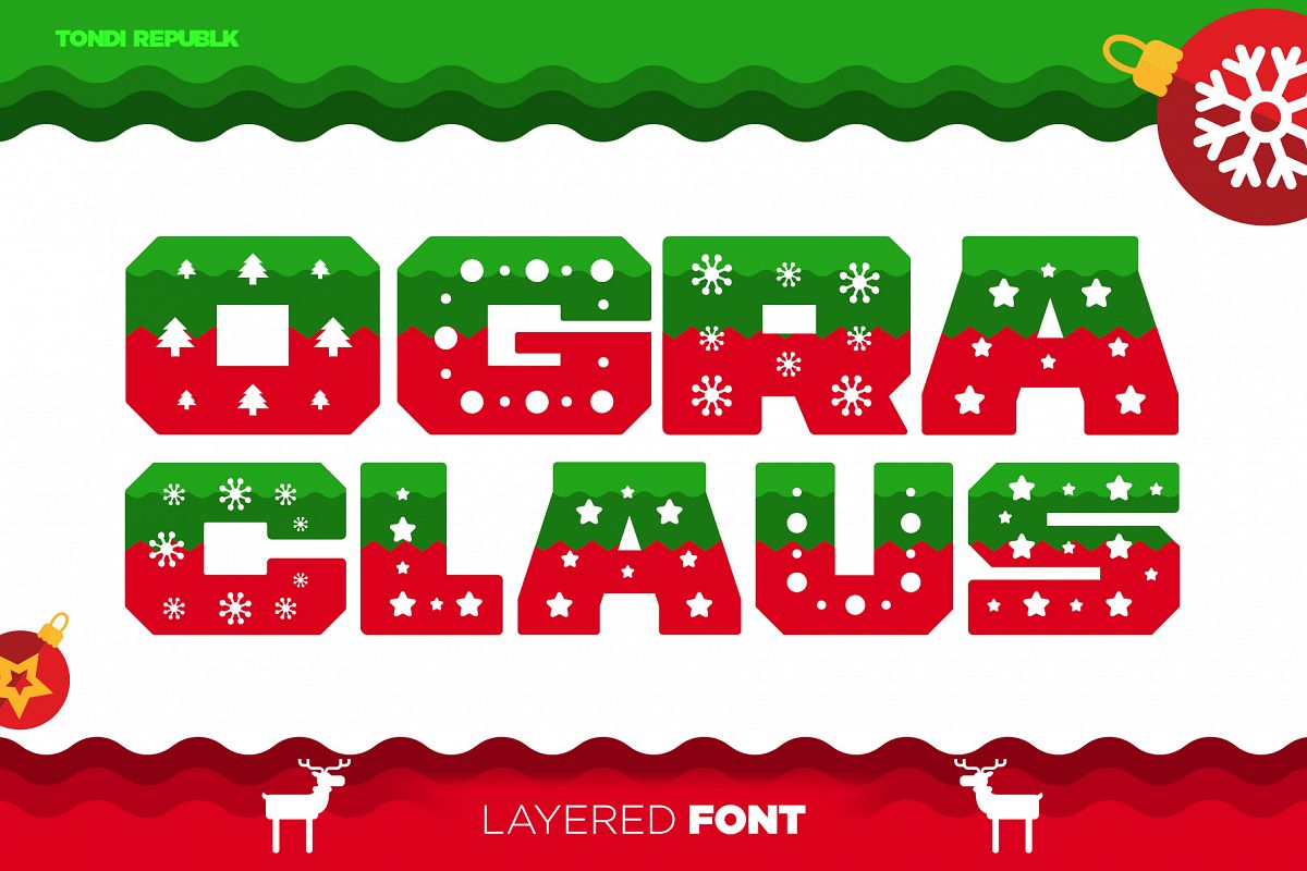Ogra Clause Layered Christmas Font example image 1