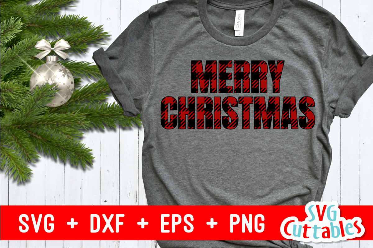 Merry Christmas Plaid | Cut File example image 1