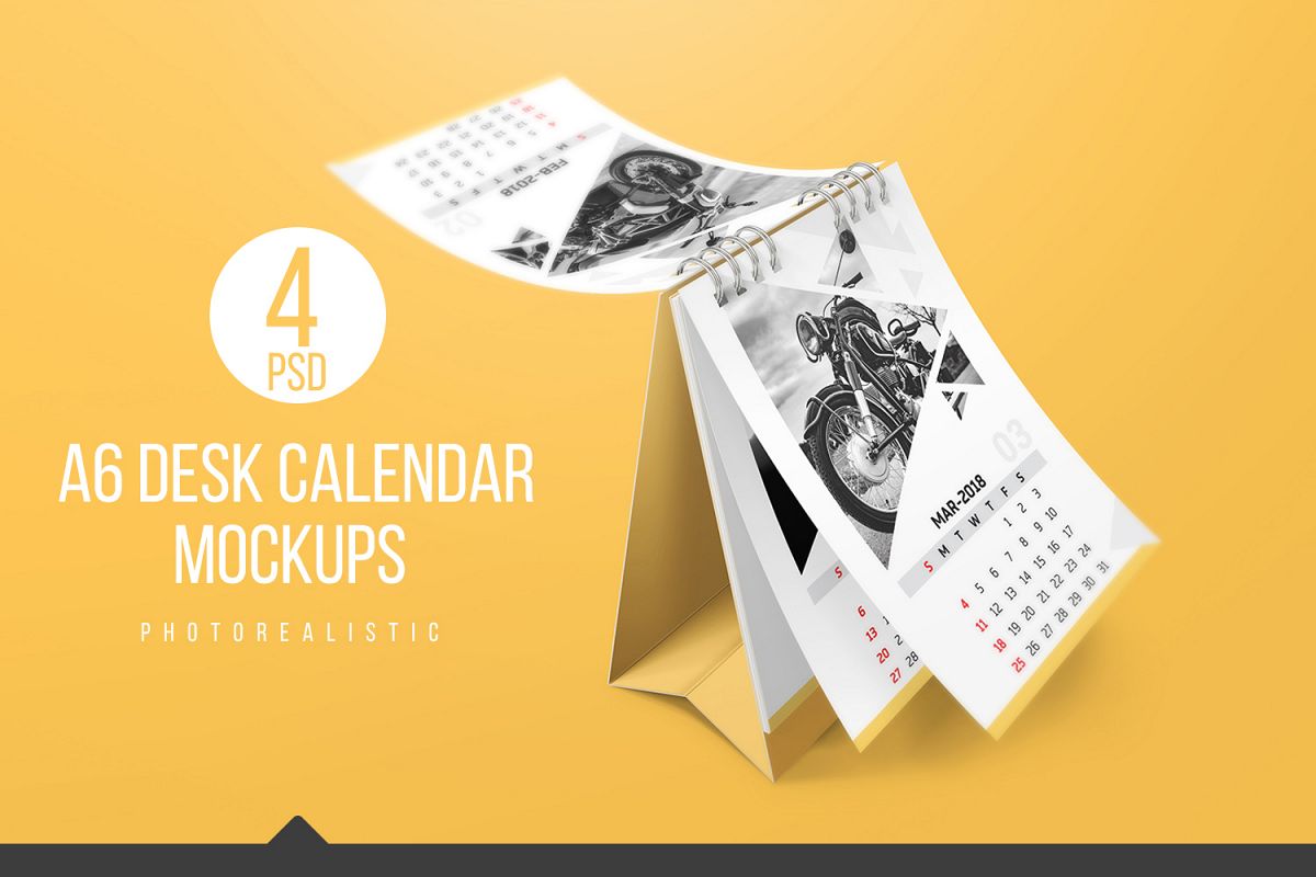 a6 Desk Calendar Mockups