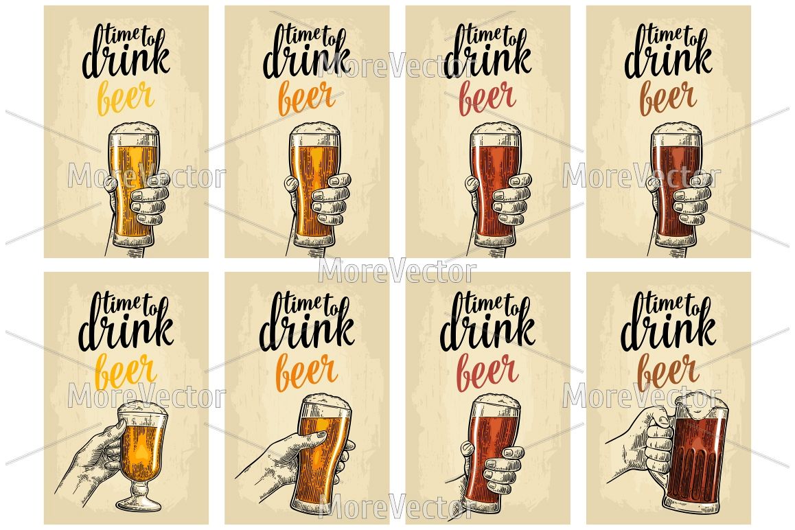Male hand holding a glass with four types beer - light, white, red and dark example image 1
